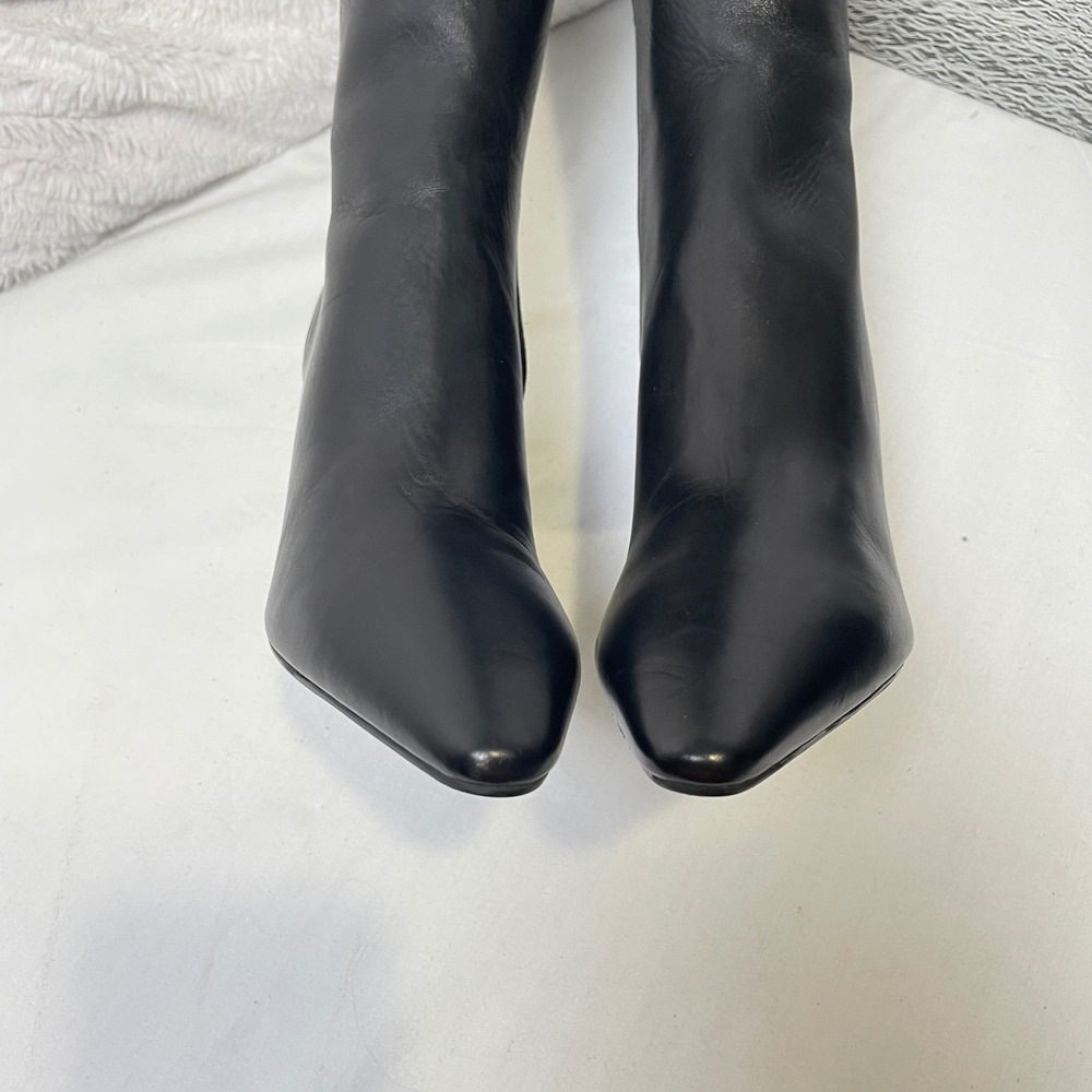 PRADA Luxury Leather Pointed Toe Knee High Heel Boots Size 37 Made in Italy - Picture 9 of 13